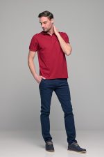 Κόκκινο ανδρικό πόλο MNT με τσεπάκι και σχέδιο στο γιακά - regular fit
