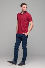 Κόκκινο ανδρικό πόλο MNT με τσεπάκι και σχέδιο στο γιακά - regular fit