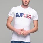 Λευκό ανδρικό t-shirt κοντομάνικο με στάμπα SUPERIOR- slim fit