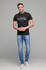 Μαύρο κοντομάνικο ανδρικό t-shirt με στάμπα CORE DENIM- slim fit