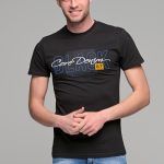 Μαύρο κοντομάνικο ανδρικό t-shirt με στάμπα CORE DENIM- slim fit