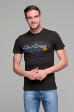 Μαύρο κοντομάνικο ανδρικό t-shirt με στάμπα CORE DENIM- slim fit
