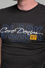 Μαύρο κοντομάνικο ανδρικό t-shirt με στάμπα CORE DENIM- slim fit
