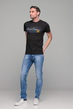 Μαύρο κοντομάνικο ανδρικό t-shirt με στάμπα CORE DENIM- slim fit