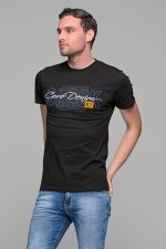 Μαύρο κοντομάνικο ανδρικό t-shirt με στάμπα CORE DENIM- slim fit