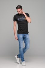 Μαύρο κοντομάνικο ανδρικό t-shirt με στάμπα CORE DENIM- slim fit
