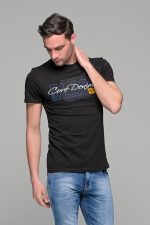 Μαύρο κοντομάνικο ανδρικό t-shirt με στάμπα CORE DENIM- slim fit