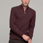 Μπορντό ανδρικό massaro μάλλινο πλεκτό τύπου πόλο με φερμουάρ