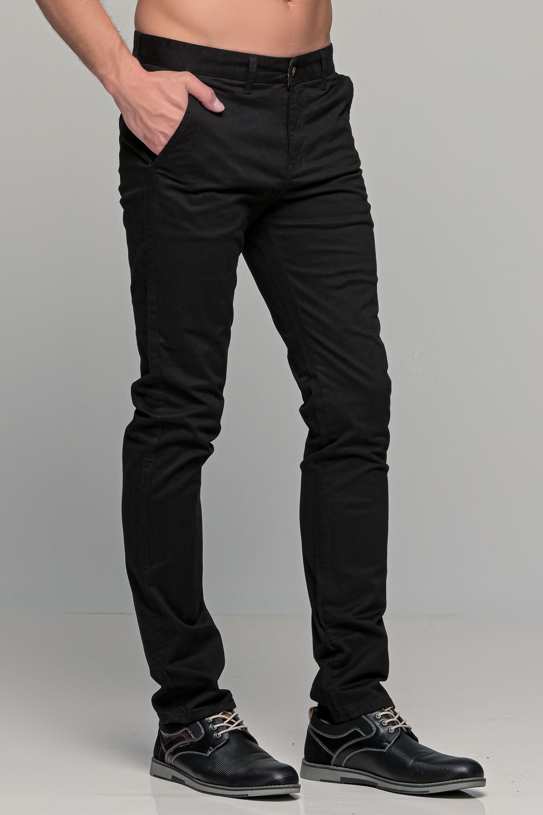 Μαύρο ανδρικό παντελόνι chino υφασμάτινο MASSARO - Slim fit