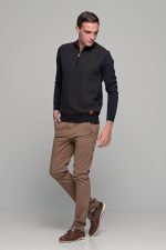 Ανδρικό παντελόνι chino υφασμάτινο MASSARO κάμελ - Slim fit