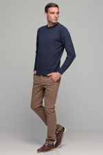 Ανδρικό παντελόνι chino υφασμάτινο MASSARO κάμελ - Slim fit