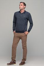 Ανδρικό παντελόνι chino υφασμάτινο MASSARO κάμελ - Slim fit