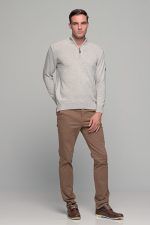 Ανδρικό παντελόνι chino υφασμάτινο MASSARO κάμελ - Slim fit