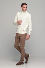 Ανδρικό παντελόνι chino υφασμάτινο MASSARO κάμελ - Slim fit