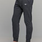 Γκρι ανδρικό παντελόνι φόρμας με λάστιχο και print φτερό