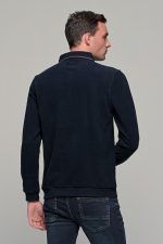 Μπλε ανδρική μακρυμάνικη μπλούζα πόλο MS με κουμπιά βελουτέ