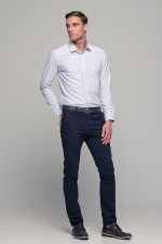 Άσπρο ανδρικό πουκάμισο με μπλε και πράσινο print – Slim Fit