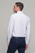 Άσπρο ανδρικό πουκάμισο με μπλε και πράσινο print – Slim Fit