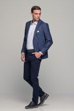 Άσπρο ανδρικό πουκάμισο με μπλε και πράσινο print – Slim Fit