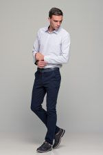 Άσπρο ανδρικό πουκάμισο με μπλε και πράσινο print – Slim Fit