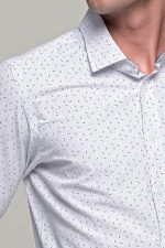 Άσπρο ανδρικό πουκάμισο με μπλε και πράσινο print – Slim Fit
