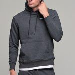 Γκρι ανδρικό φούτερ με κουκούλα FR και print φτερό