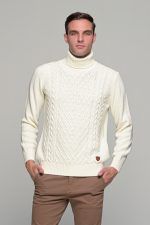 Λευκό ανδρικό ζιβάγκο με πλέξη- regular fit