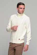 Λευκό ανδρικό ζιβάγκο με πλέξη- regular fit