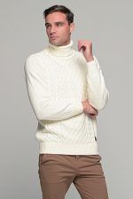 Λευκό ανδρικό ζιβάγκο με πλέξη- regular fit