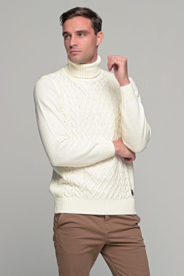 Λευκό ανδρικό ζιβάγκο με πλέξη- regular fit