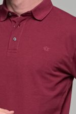 Μπορντό βαμβακερό ανδρικό πόλο μπλουζάκι FR μακρυμάνικο - Regular fit