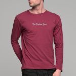 Μπορντό ανδρικό μακρυμάνικο t-shirt μπλούζα με στάμπα New Jeans