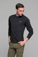 Μαύρη ανδρική μακρυμάνικη μπλούζα με στάμπα FRL