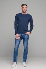 Μπλε ανδρική μακρυμάνικη μπλούζα με στάμπα FRL