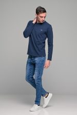 Μπλε ανδρική μακρυμάνικη μπλούζα με στάμπα FRL