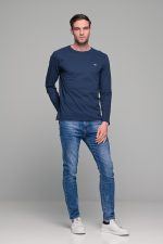 Μπλε ανδρική μακρυμάνικη μπλούζα με στάμπα FRL