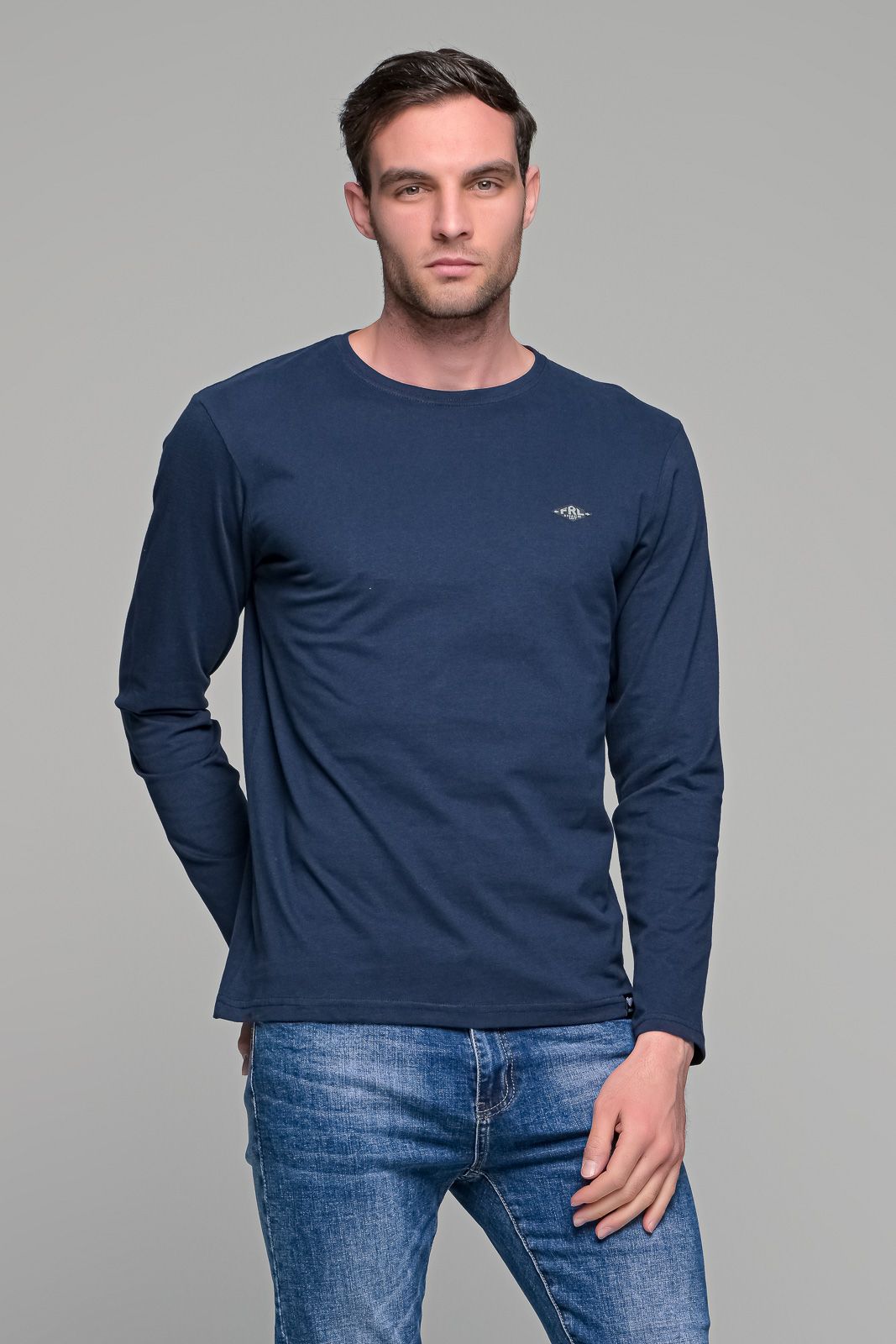 Μπλε ανδρική μακρυμάνικη μπλούζα με στάμπα FRL
