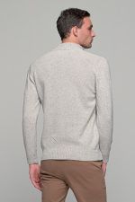 Γκρι πάγου ανδρικό massaro μάλλινο πλεκτό τύπου πόλο με φερμουάρ