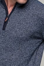 Μπλε ραφ ανδρικό massaro μάλλινο πλεκτό πόλο δίχρωμο με φερμουάρ φθηνό casual