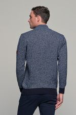 Μπλε ραφ ανδρικό massaro μάλλινο πλεκτό πόλο δίχρωμο με φερμουάρ φθηνό casual