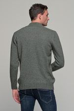 Πράσινο χακί ανδρικό massaro μάλλινο πλεκτό τύπου πόλο με φερμουάρ