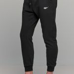 Μαύρο ανδρικό παντελόνι φόρμας με λάστιχο και print φτερό