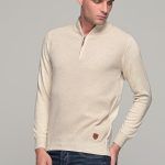 Μπεζ ανδρικό πλεκτό με φερμουάρ