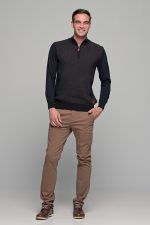 Δίχρωμο μπλε κάμελ ανδρικό βαμβακερό πλεκτό massaro με φερμουάρ - regular fit