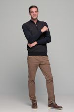 Δίχρωμο μπλε κάμελ ανδρικό βαμβακερό πλεκτό massaro με φερμουάρ - regular fit