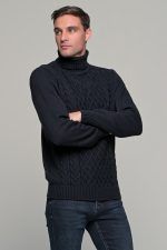 Μπλε ανδρικό ζιβάγκο με πλέξη - regular fit