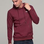 Μπορντό ανδρικό φούτερ με κουκούλα FR με print φτερό