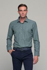 Πράσινο ανδρικό πουκάμισο με μπλε print – Slim Fit