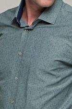 Πράσινο ανδρικό πουκάμισο με μπλε print – Slim Fit