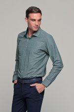 Πράσινο ανδρικό πουκάμισο με μπλε print – Slim Fit